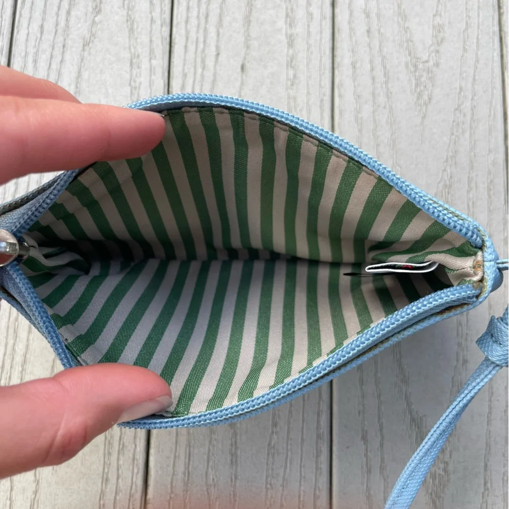 Lacoste Baby Blue Zip Clutch Wristlet Bag Purse Pouch Wallet - Picture 7 of 9